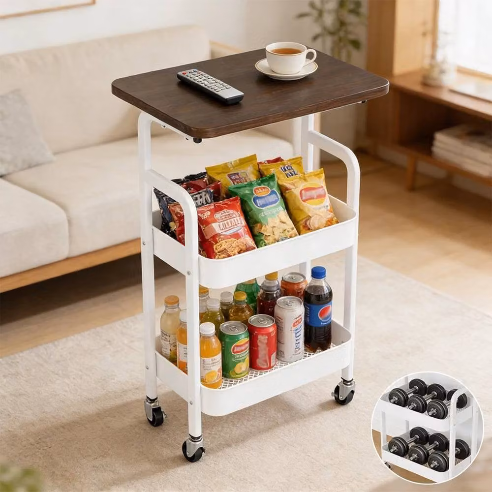 PAWNORA 3-Tier Modern Metal Kitchen Trolley Cart in White – 4