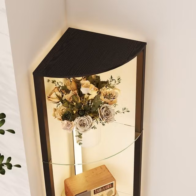 HOMCOM LED Floor Lamp with Shelves and Foot Switch, Black