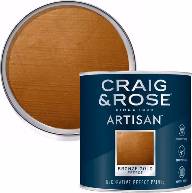 Craig and Rose Artisan Decorative Effect Paint in Bronze Gold, 250ml