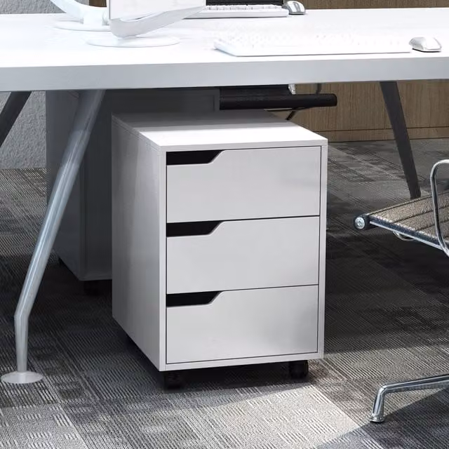 HOMCOM White MDF Mobile File Cabinet with Castors