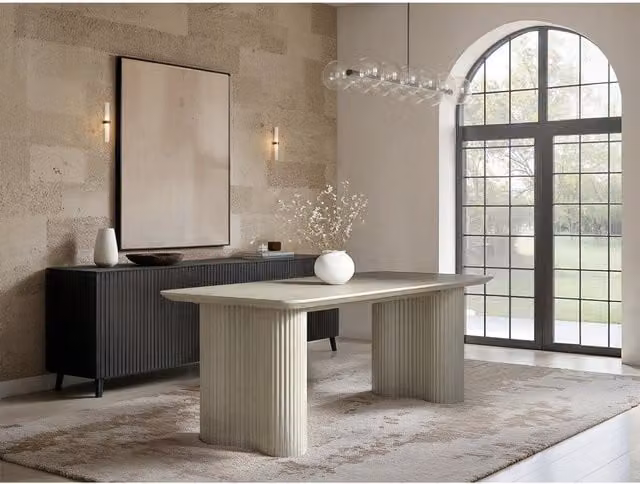 Solace+Co Zoya Rectangular Sintered Stone Dining Table in Grey or Brown, W/D/H: 180 x 90 x 76 cm – 1