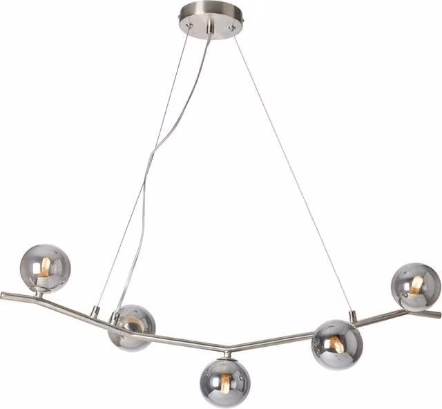 Litecraft Bar Ceiling Pendant Light with Smoked Grey Glass Shades in Silver