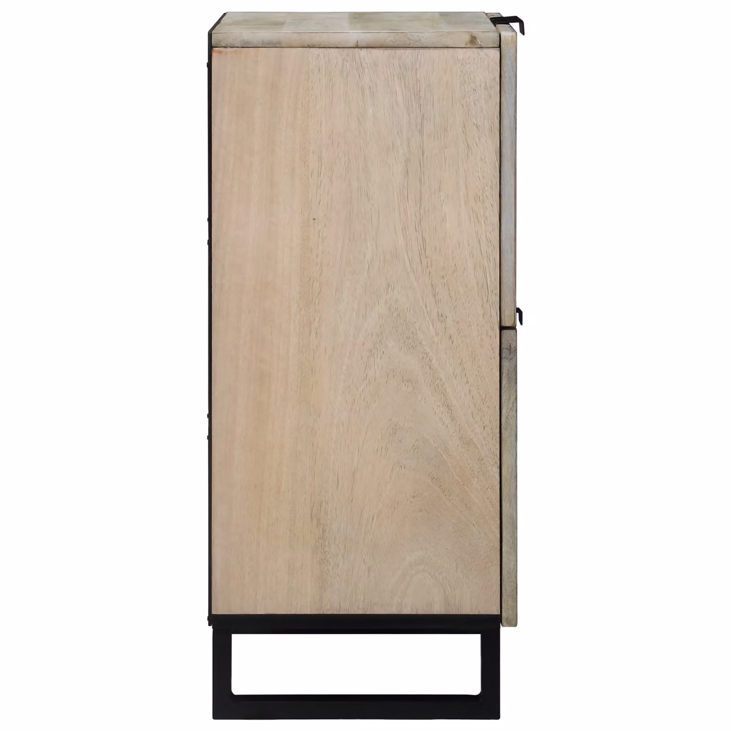 Berkfield Mango Wood and Metal Media Storage Cabinet in White and Black, W/D/H: 75 x 33.5 x 60 cm – 4