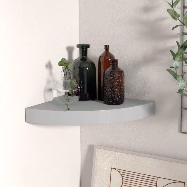 Berkfield Home Grey Floating Corner Shelf, W/D/H: 25 x 25 x 3.8 cm – 1