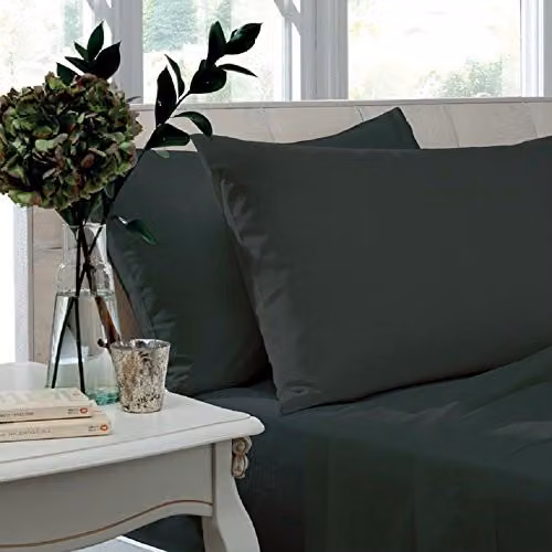 Catherine Lansfield Easy Iron Percale Standard Pillowcase Pair in Black, W/D/H: 50 x 75 cm – 4