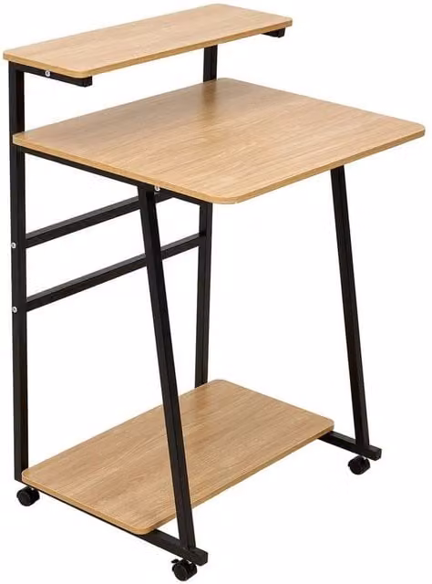 Havendro 3 Tier Mobile Computer Desk with Castors in Brown