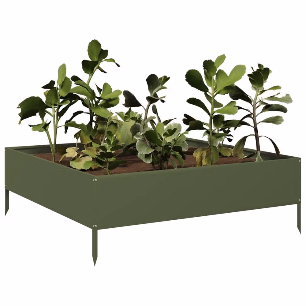 Berkfield Home Garden Steel Raised Bed in Green, W/D/H: 100 x 100 x 33.5 cm – 3