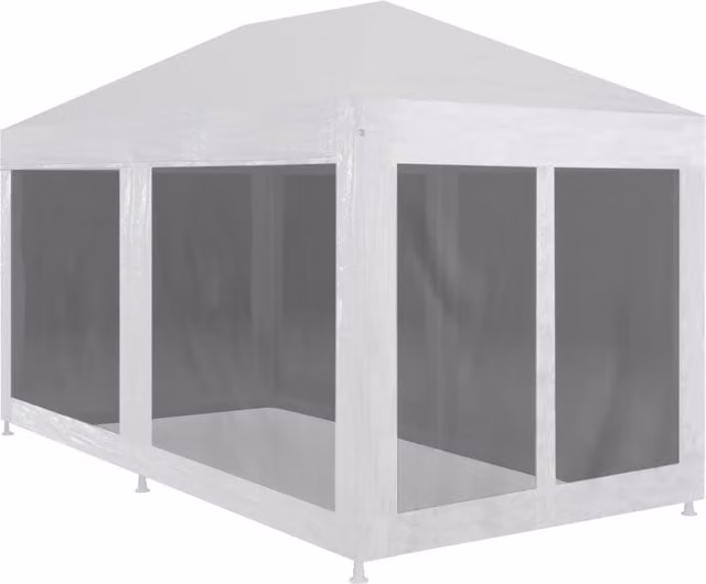 Berkfield Home Party Tent with 6 Mesh Sidewalls in White, W/D/H: 6 x 3 x 2.55 m – 1