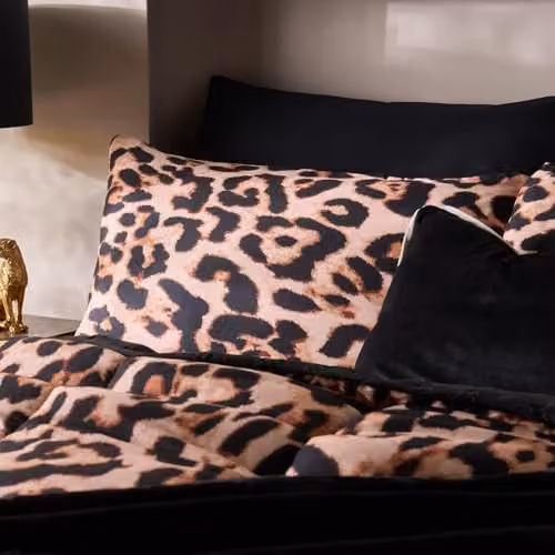 OHS Leopard Print Coverless Single Duvet Set with Pillowcase, 10.5 Tog Reversible Microfibre Quilt, Multicolour, W/D/H: 135 x 200 cm – 3