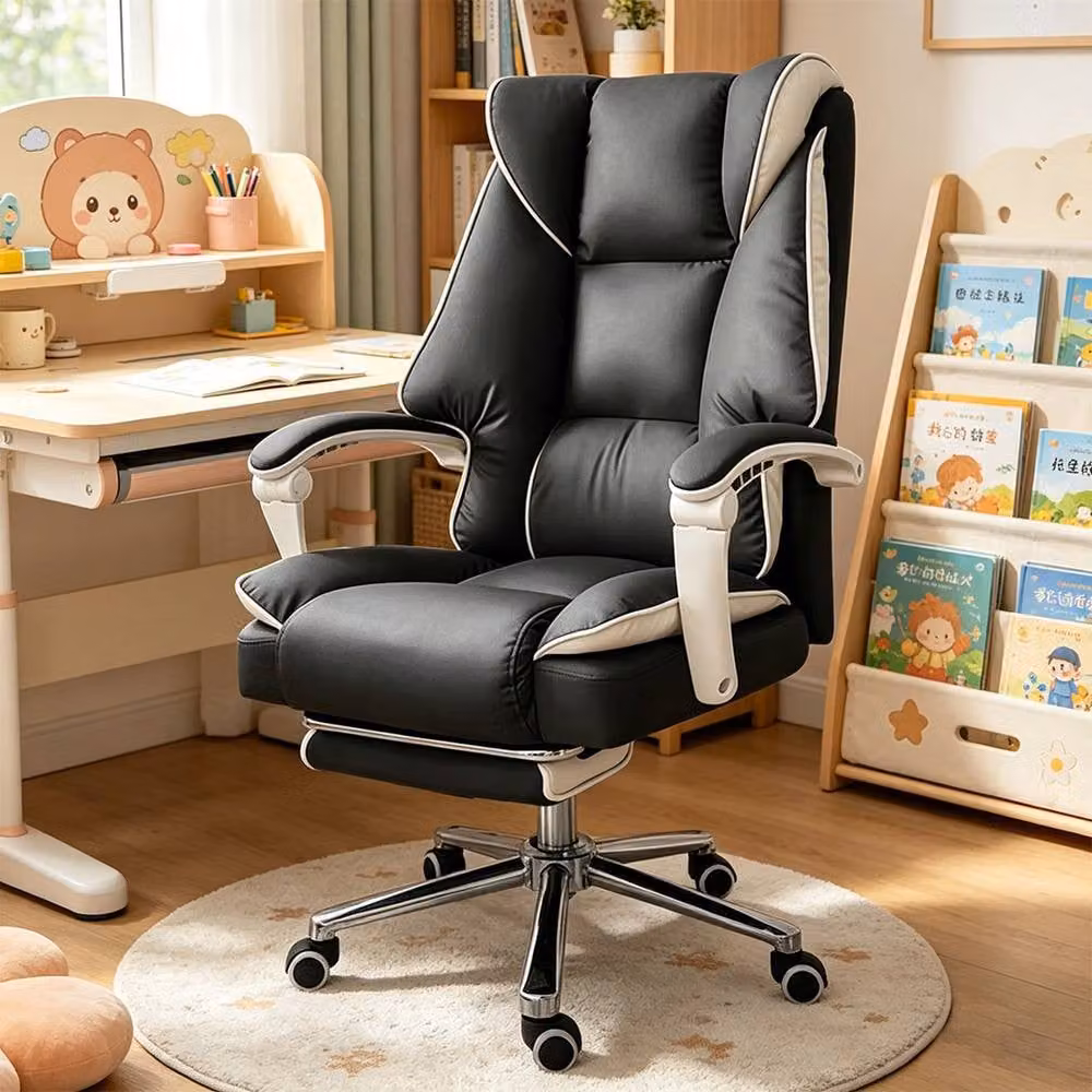FORGEVIO Black Executive Office Chair with 360 Degree Swivel and Synthetic Leather Finish – 4