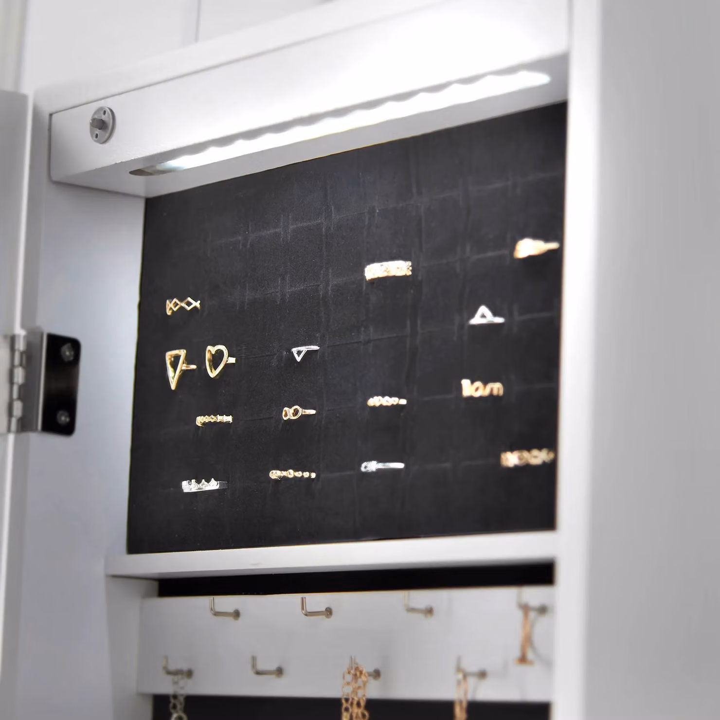 CARME HOME Amelia White Mirrored Jewellery Cabinet – 8