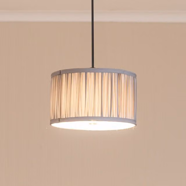 ValueLights Jess Fabric Ruched Pleated Drum Lamp Shade in Blue, Width: 25 cm – 2