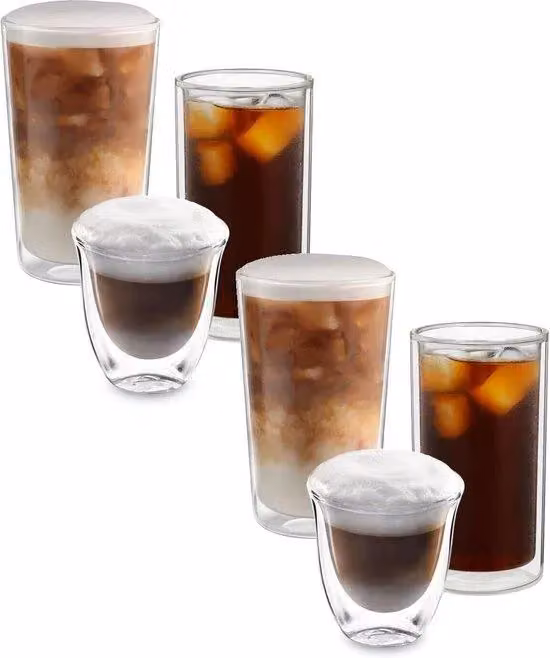 De'Longhi DLSC326 Double Wall Hot and Cold Collection Tumbler Glasses, Pack of 6, Clear – 2