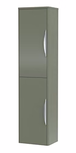 nuie Parade Modern Bathroom Wall Hung 2 Door Tall Unit, Satin Green, W: 35.0 cm, D: 35.6 cm, H: 139.9 cm
