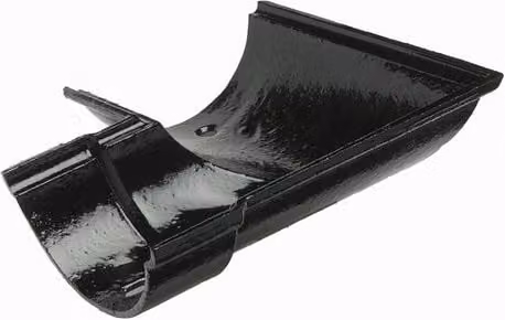 Hargreaves Premier Cast Iron Beaded Half Round Gutter Left Hand 90 Degree Angle, 150mm, Black