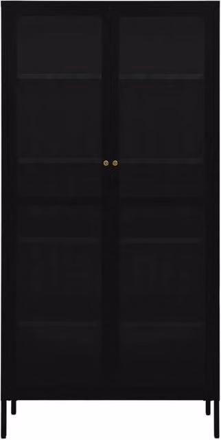 Berkfield Home Modern Black Display Cabinet with Glass Doors and Internal Shelves, W/D/H: 90 x 40 x 180 cm