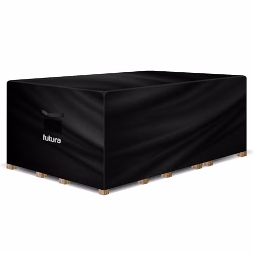 Futura Waterproof Rectangular Garden Furniture Cover in Black, 420D Oxford Fabric, W/D/H: 170 x 94 x 71 cm