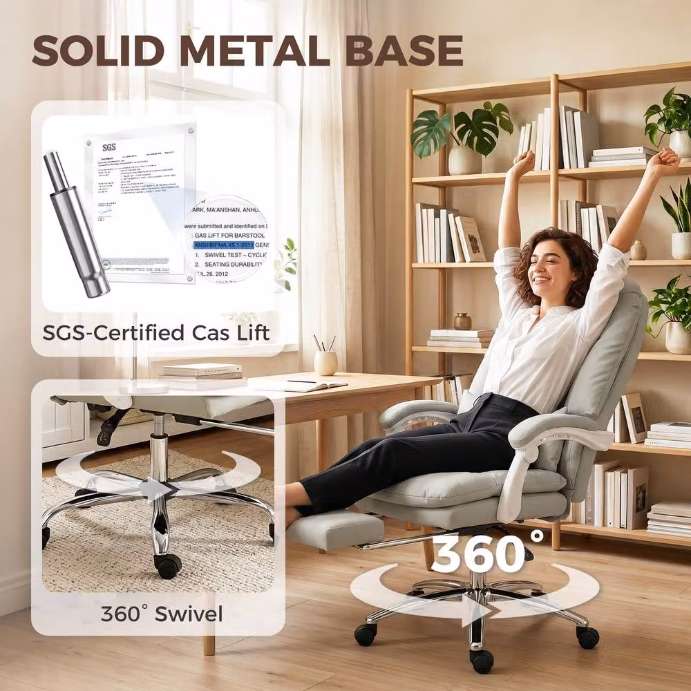 STILVORA Executive Office Chair in Grey with Headrest and Armrests – 7