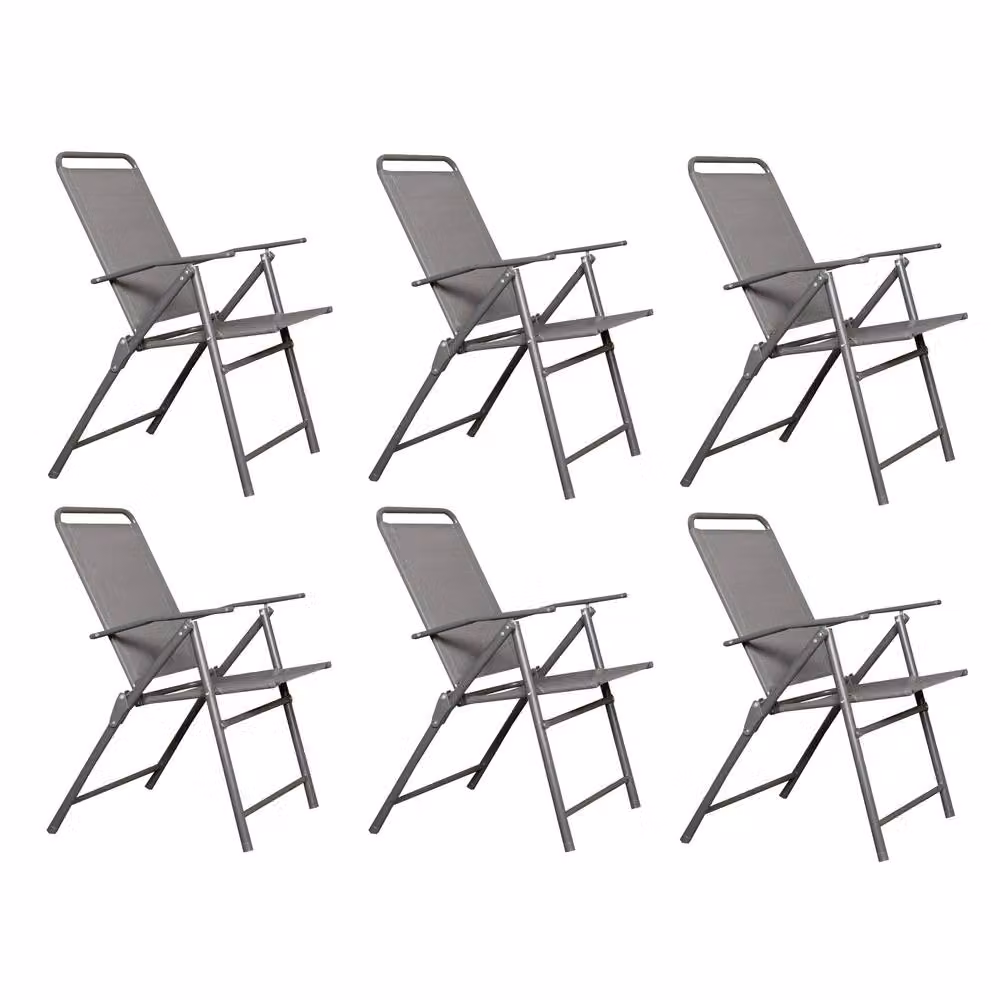 Samuel Alexander Set of 6 Grey Textoline and Metal Multi-Position Outdoor Garden Chairs – 2