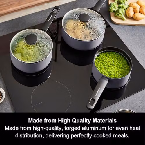Morphy Richards 3-Piece Ceramic and Aluminium Saucepan Set, Grey – 2