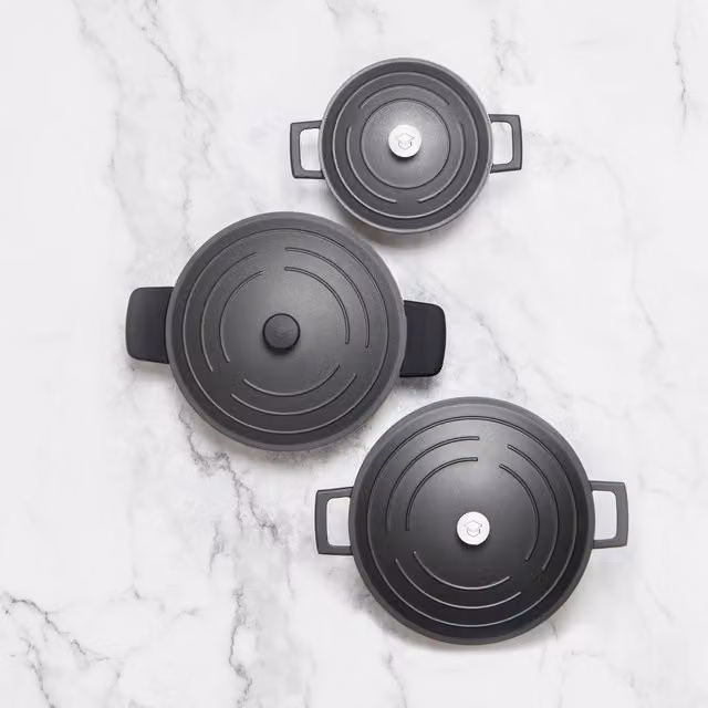 MasterClass 3-Piece Silicone Handle Cover Set, Black (5L, 4L and 2.5L Dishes)