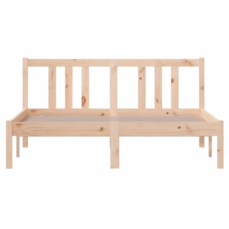 Berkfield Home Solid Wood Pine Bed Frame in Brown, W/D/H: 135 x 190 cm