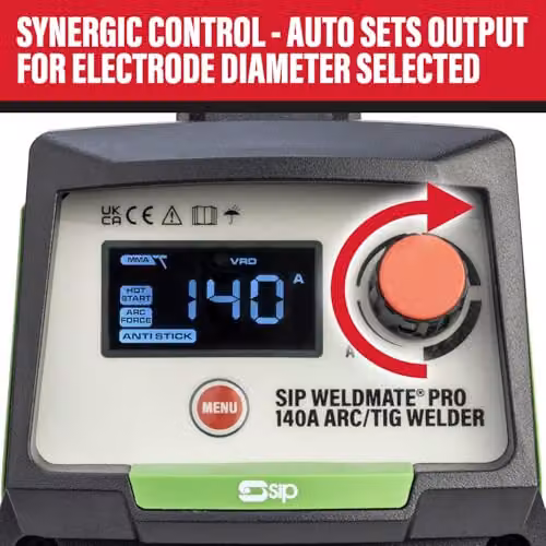 SIP Weldmate Pro Arc Inverter Welder 230V 140A MMA/TIG Portable Welding Machine, Green – 4