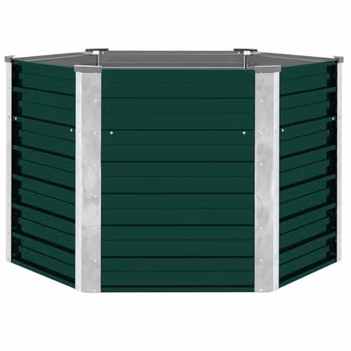 vidaXL Green Galvanised Steel Garden Raised Bed W/D/H: 129 x 129 x 77 cm – 4