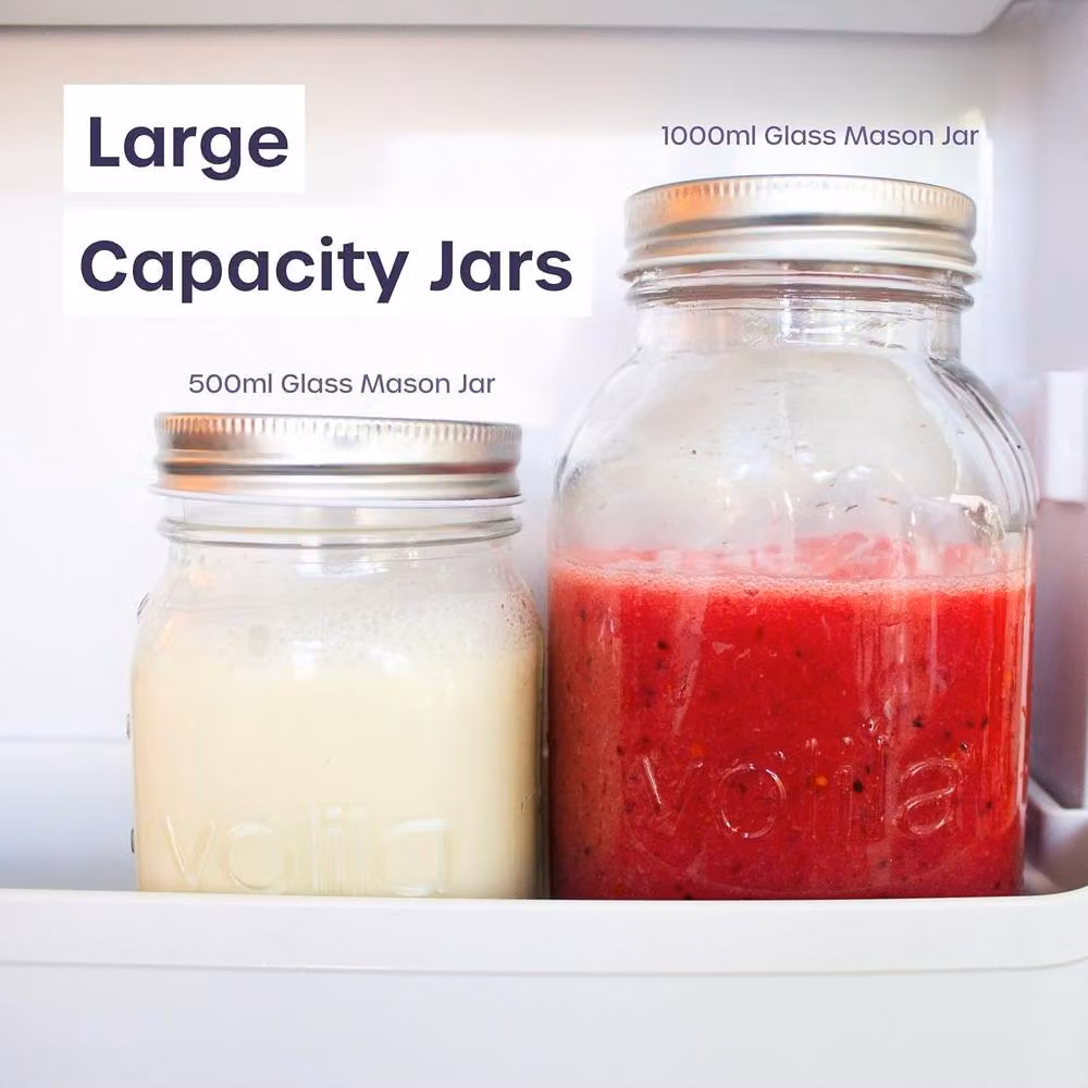 Volila Glass Mason Jars with Screw Lids, 1000 ml, Clear, 12 Pack – 3
