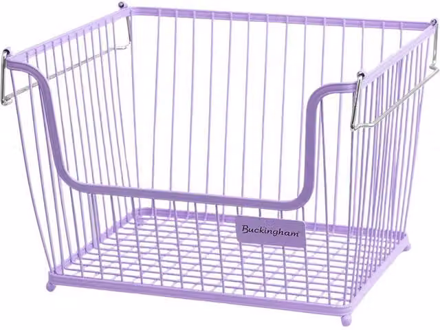 Buckingham Multi-Purpose Stackable Mesh Wire Storage Basket with Handles, Purple, W/D/H: 26.5 x 22.0 x 30.5 cm