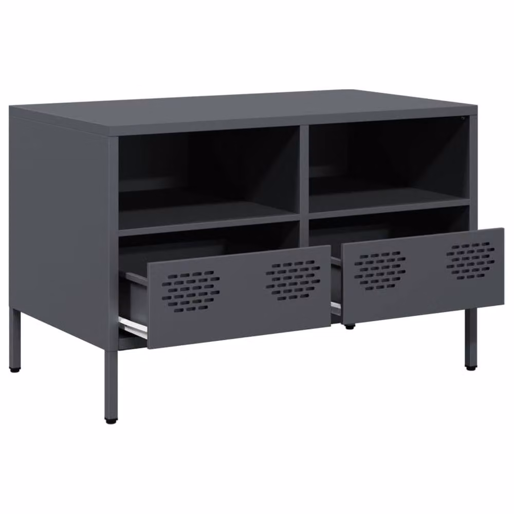 Berkfield Home Anthracite TV Cabinet in Dark Grey Matt Metal, W/D/H: 68 x 39 x 43.5 cm – 4