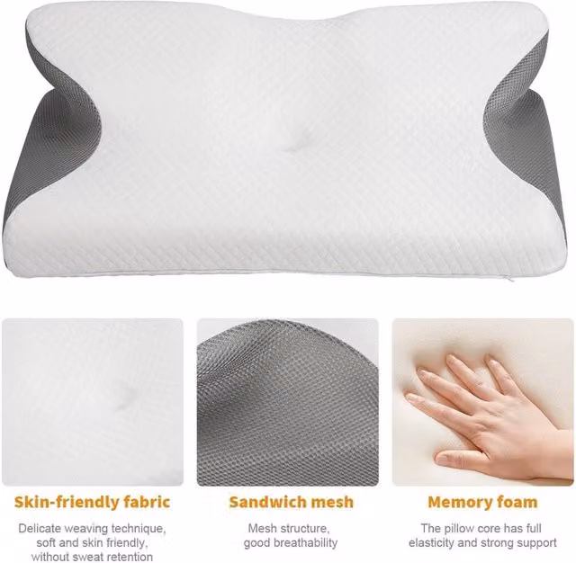 EONLION White Cooling Memory Foam Ergonomic Pillow for Adults