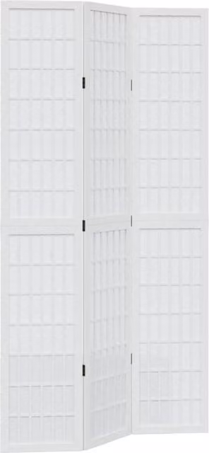 Berkfield Home 3-Panel Room Divider in White Solid Paulownia Wood