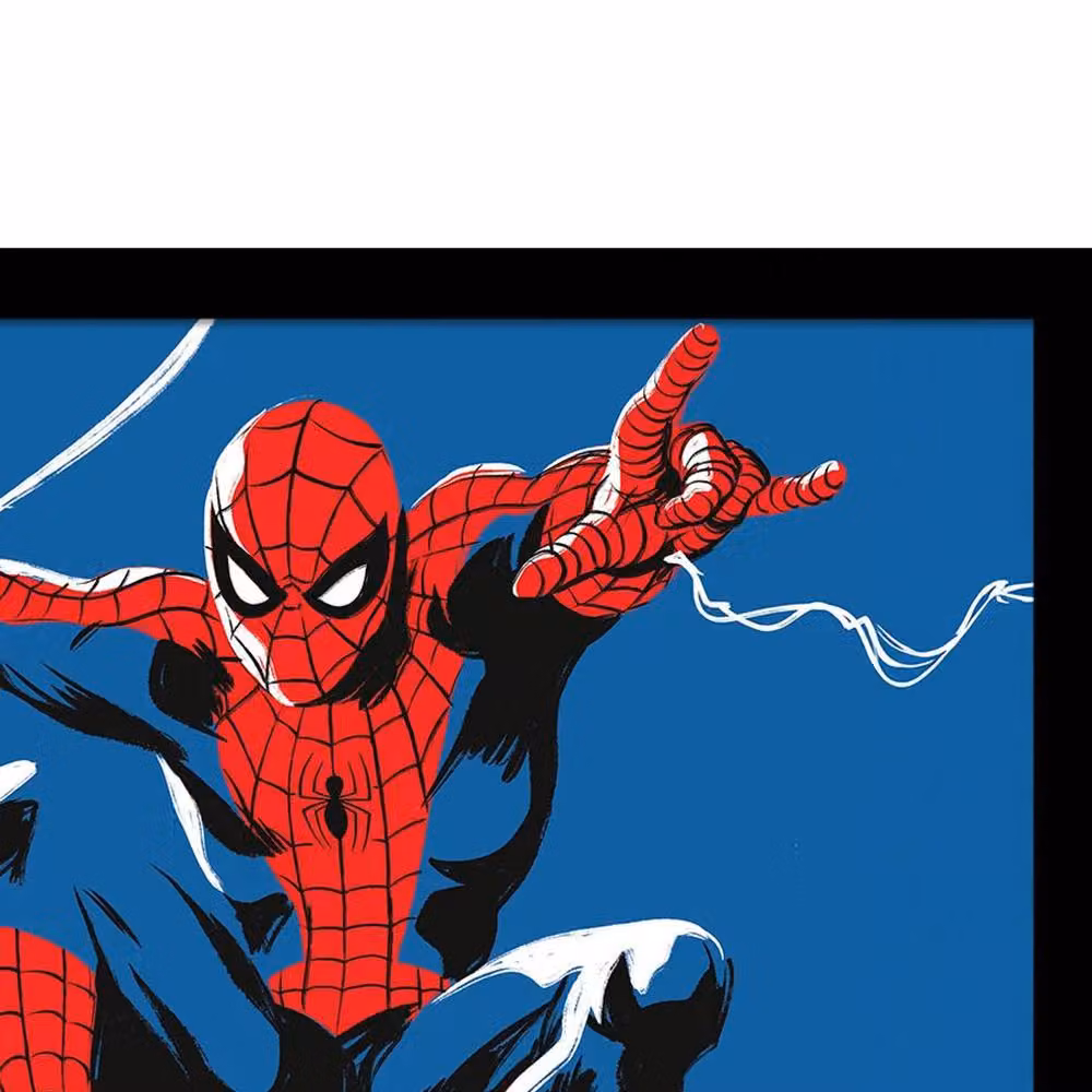 Spider-Man Web Lines Landscape Framed Paper Poster in Blue – 2