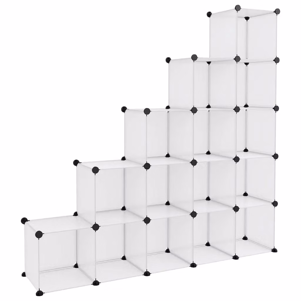 Berkfield Home 15 Cube Storage Organiser in Clear Transparent Plastic and Metal – 2