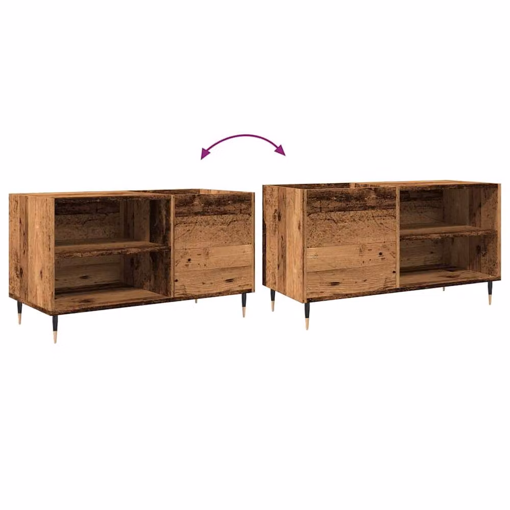 Berkfield Home Record Cabinet in Old Wood Brown, W/D/H: 84.5 x 38 x 48 cm – 6