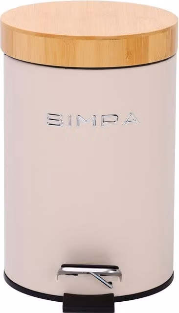 Simpa 3L Soft-Closing Pedal Dustbin with Bamboo Lid in Beige – 1