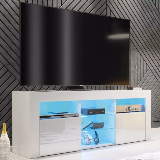 Mex Furniture LTD Pulse TV Unit in White with Glossy Finish, W: 145 cm, H: 53 cm, D: 35 cm – 1
