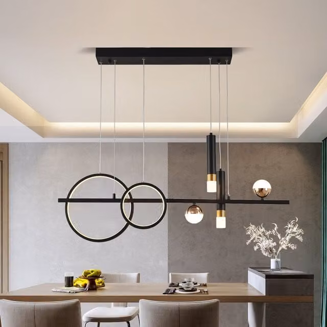 Garwarm 6-Light Linear LED Kitchen Island Pendant Light in Black – 1