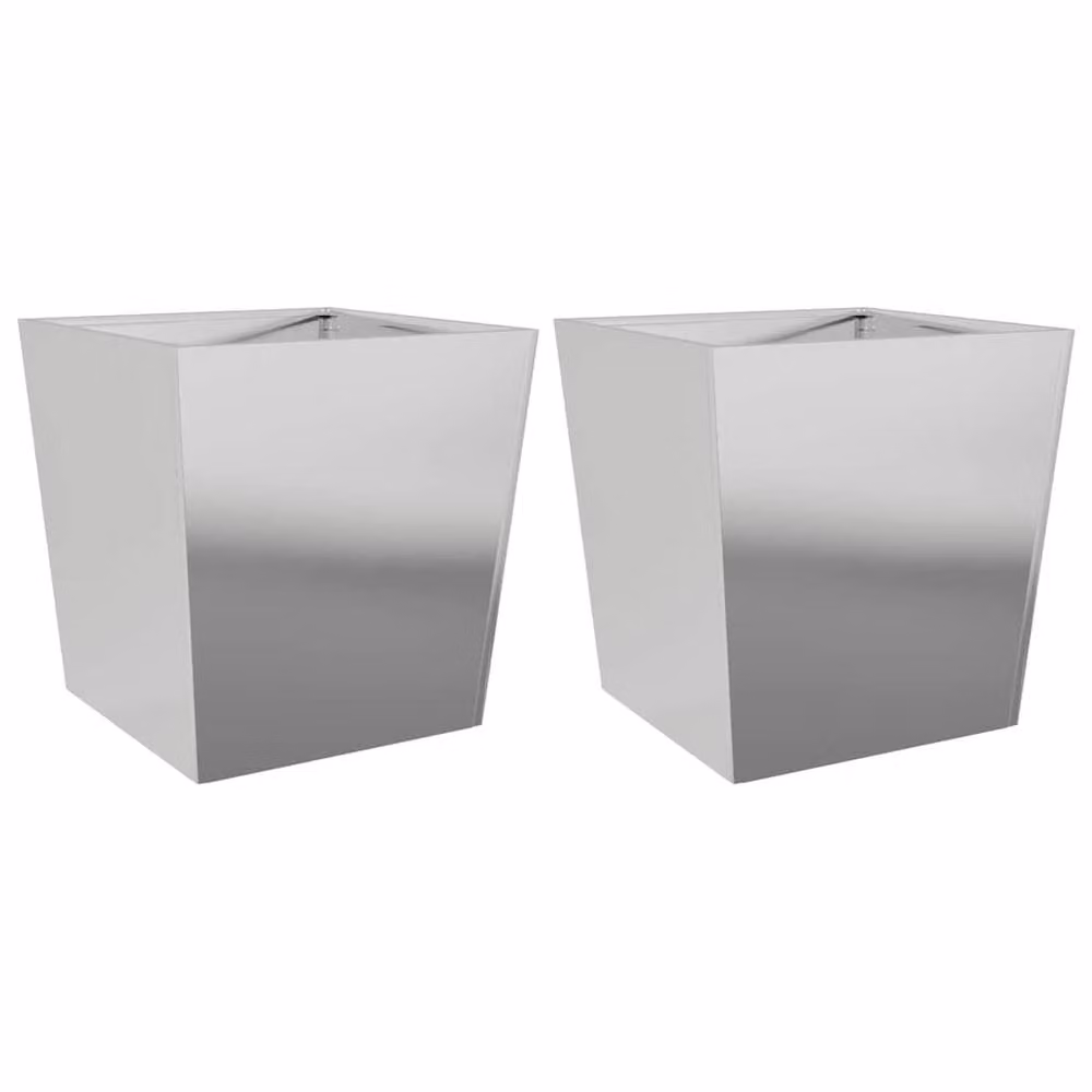Berkfield Home Garden Galvanised Steel Planter Tubs, Grey, Pack of 2, W/D/H: 50 x 50 x 50 cm – 2