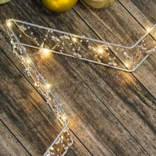 The Christmas Workshop Metal Christmas Star Light in White with LED Lights and Reflective Acrylic Beads, W/H: 50 x 50 cm – 3