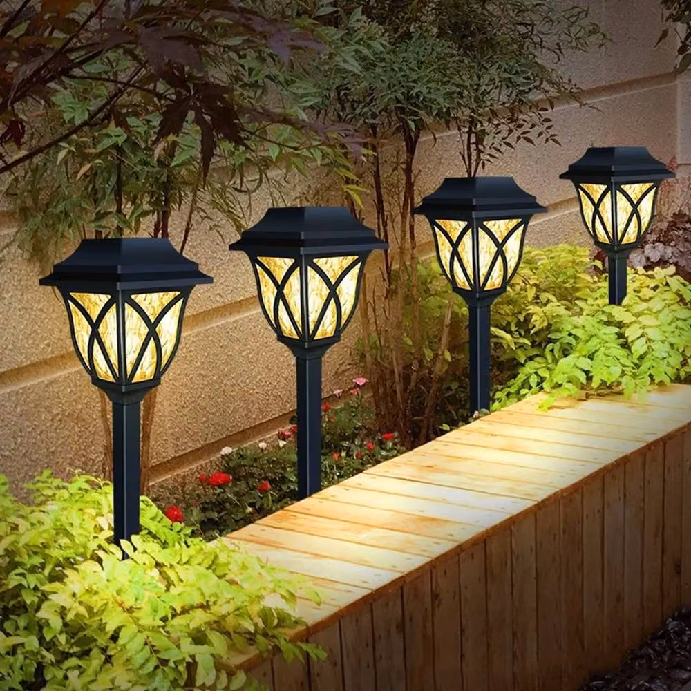KORVIXA 6-Piece Solar Powered LED Garden Stake Lantern Lights in Black, Height: 100 cm – 2