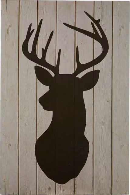 Maison by Premier Madera Stag Silhouette Wood Wall Plaque in Black and Natural