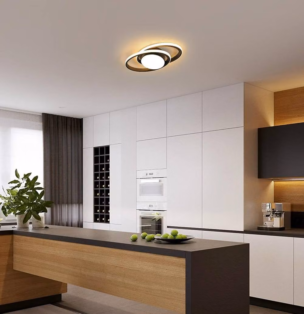 Goeco Modern Round LED Ceiling Light, 39W, 3000K Warm White, Black – 2