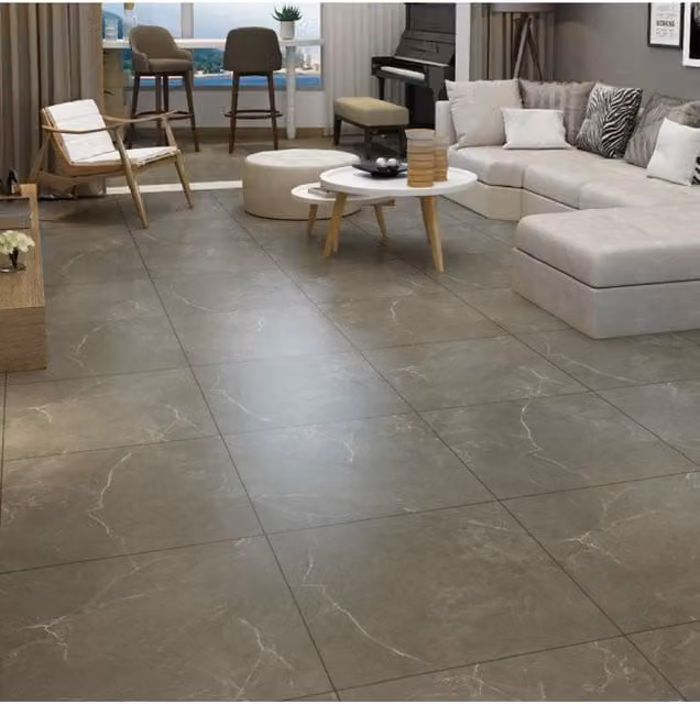 Living and Home 12-Piece Brown Marble Texture Self-Adhesive PVC Flooring Tiles – 1