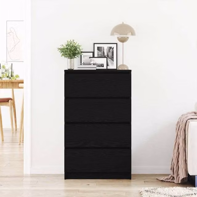 Berkfield Home Black Oak Sideboard, W/D/H: 60 x 35 x 98.5 cm