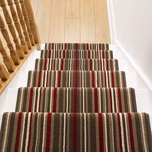 runrug Soft and Comfortable Stair Runner in Red Strike, W: 70 cm, L: 660 cm – 3