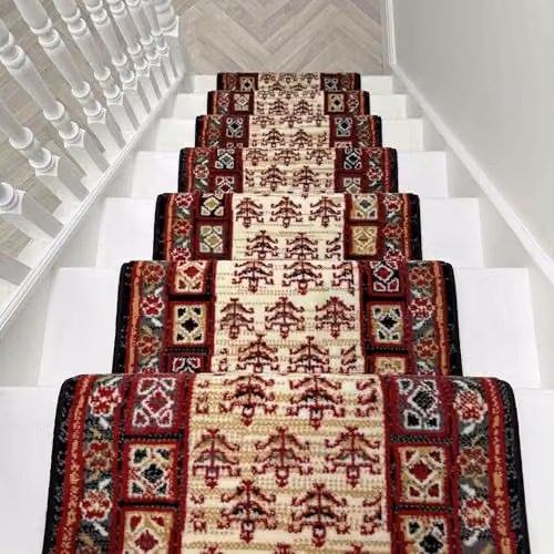 runrug Mayan Machine Woven Stair Runner in Black and Multicolour, W: 70 cm, L: 690 cm – 5
