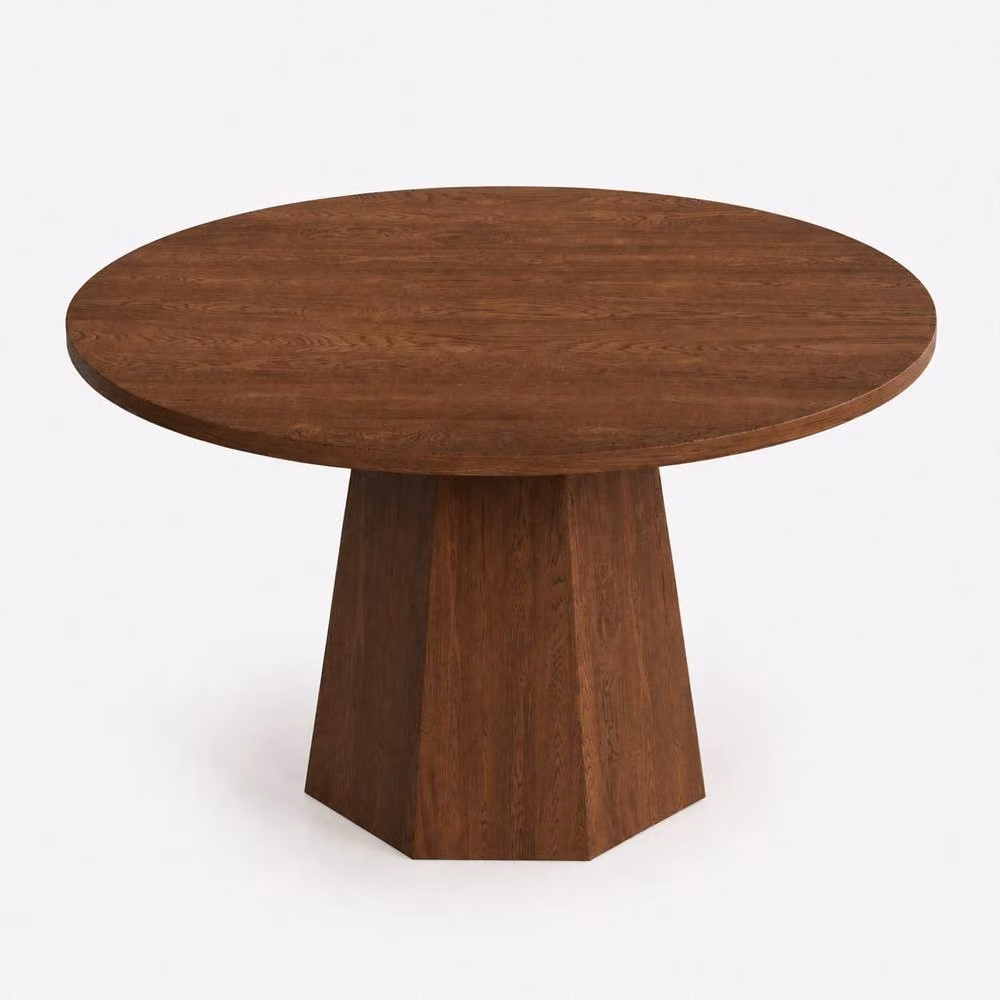 ModernLuxe Round Dining Table in Brown Wood Design, Diameter: 120 cm – 2