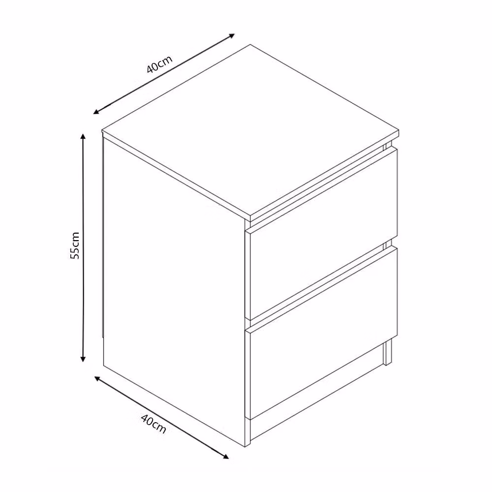 SquareBoxx Fairfield Matt Minimalist 2 Drawer Chest of Drawers in White – 3